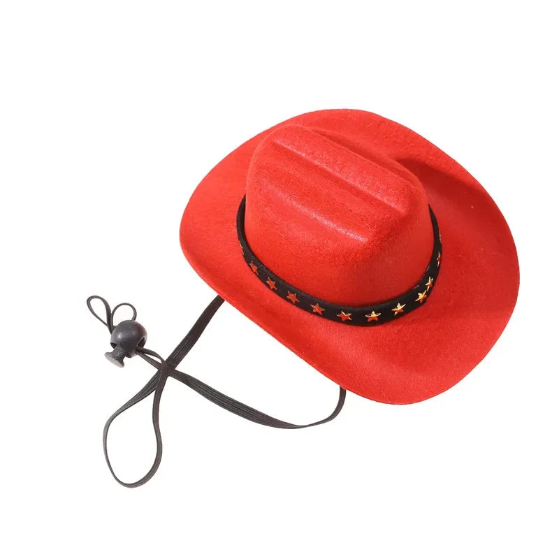 Dog Hat Cowboy Style Polyester Adjustable Top Hat For Pets
