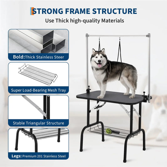 HiMISSCN Grooming Table for Dogs Foldable with Adjustable Arms