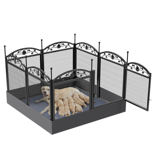 BORWAR Dog Playpen 8-Panel Heavy Duty Iron Enclosure