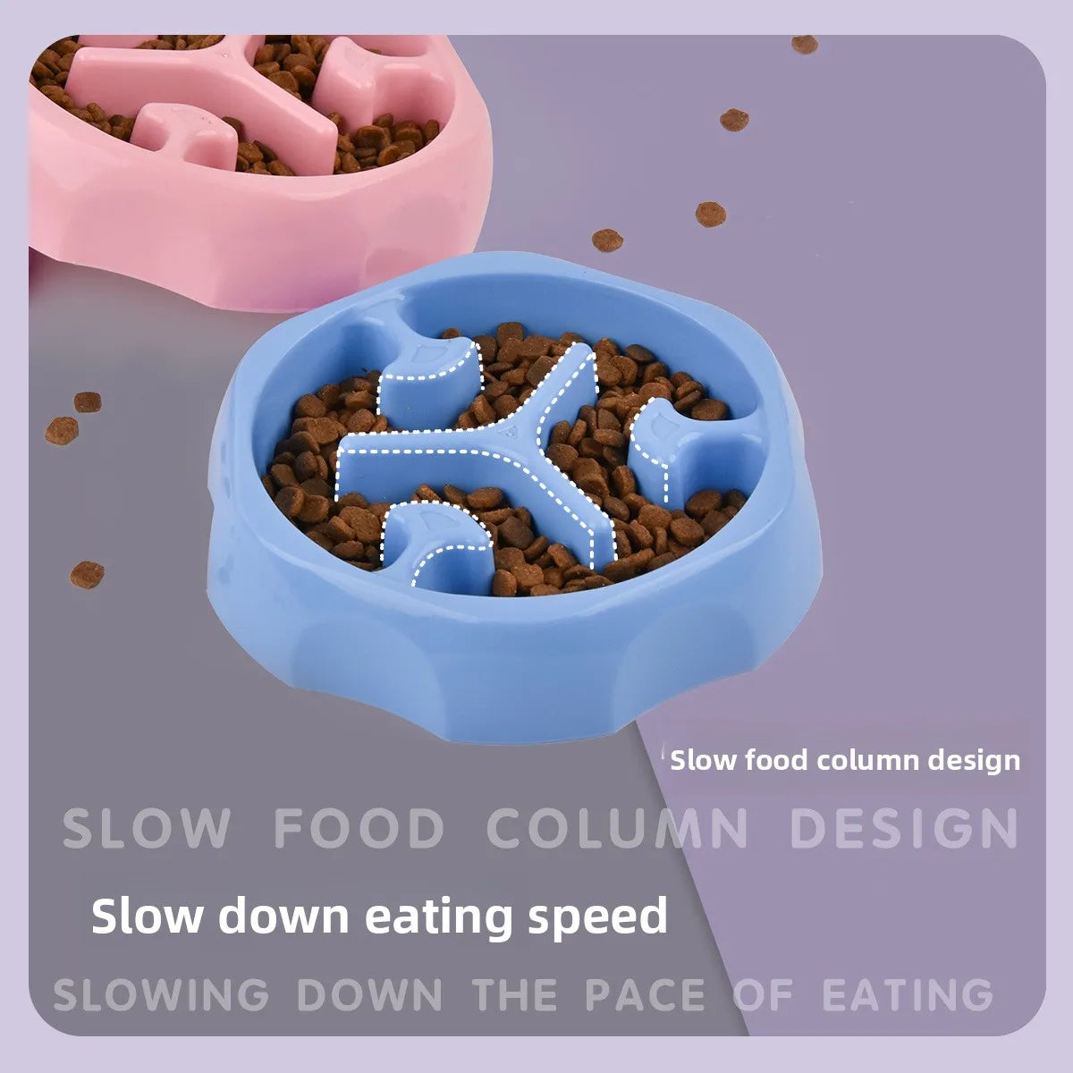 Dog Slow Feeder Bowl Anti Spill Anti Slip Plastic Dish