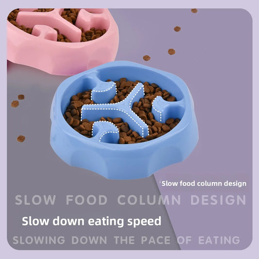 Dog Slow Feeder Bowl Anti Spill Anti Slip Plastic Dish