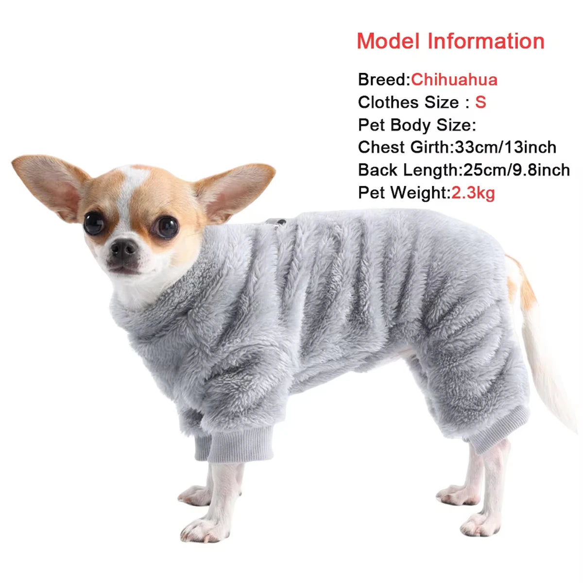 Dog Jumpsuit Winter Coat With Soft Flannel Lining Warm