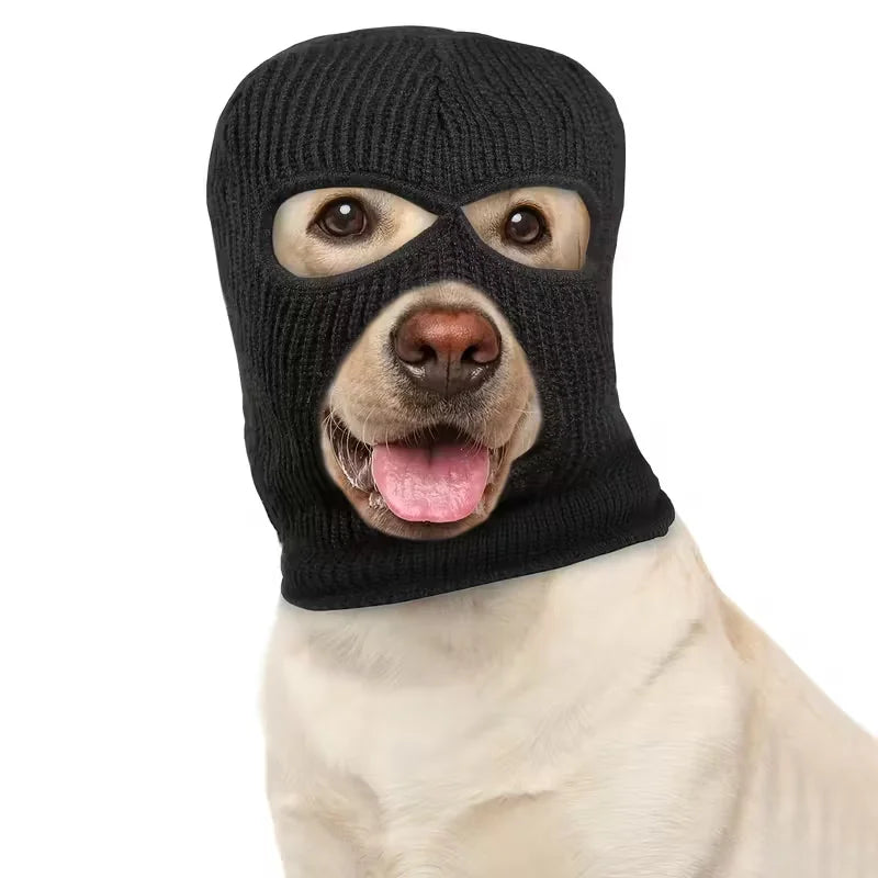 1pc Dog Halloween Christmas Costume Dog Ear Cover Noise Protection Knitted Dog Ear Warm Hat Dog Robber and Thief Mask Fun Pet Ro