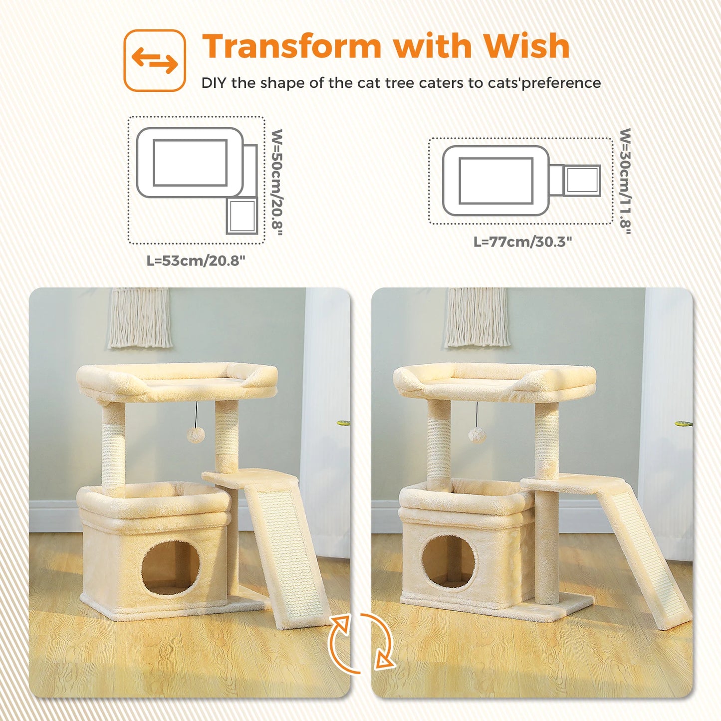 PAWZ Road Cat Tree Indoor With Sisal Post Three Tier