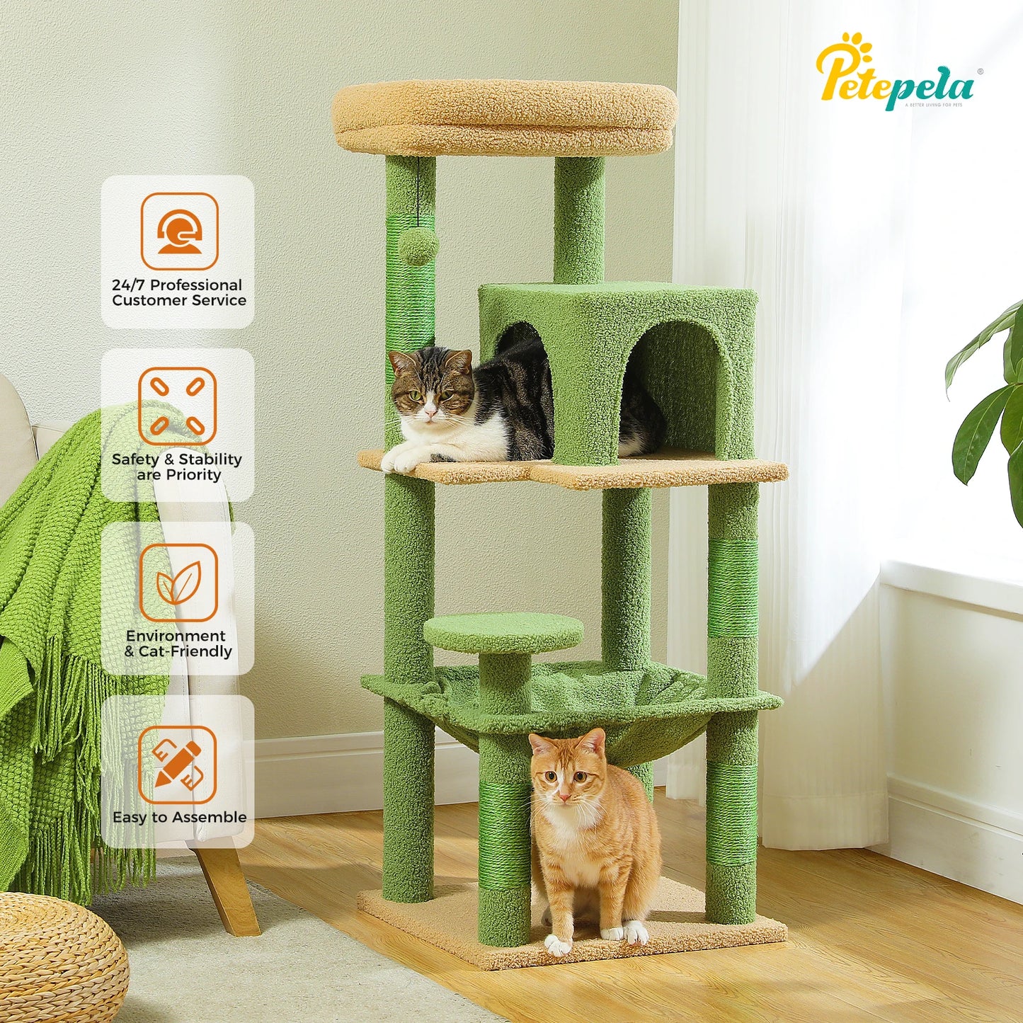 PETEPELACN Cat Tree 5-Level Tower for Indoor Cats Premium