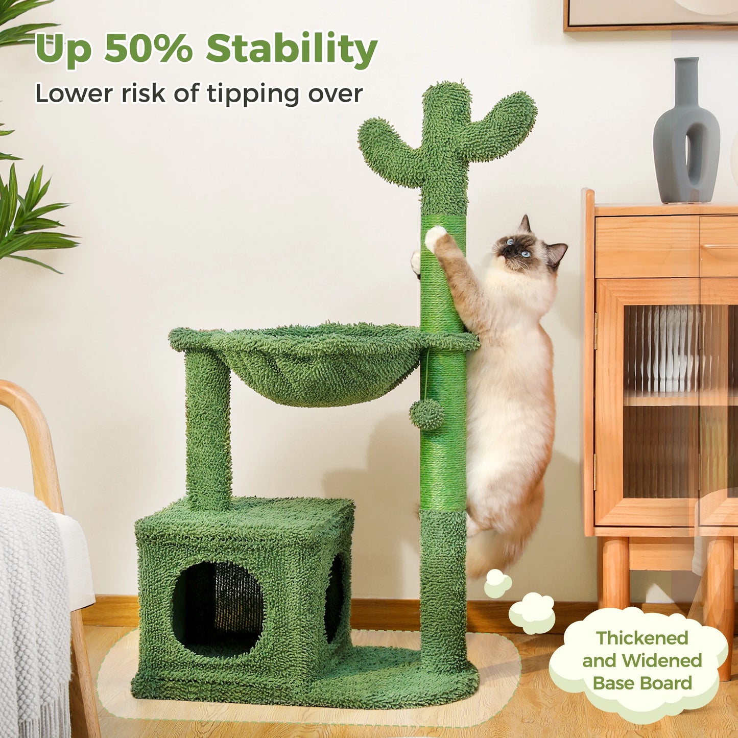PEQULTICN Cat Tree With Cactus Design and Indoor Scratching Post