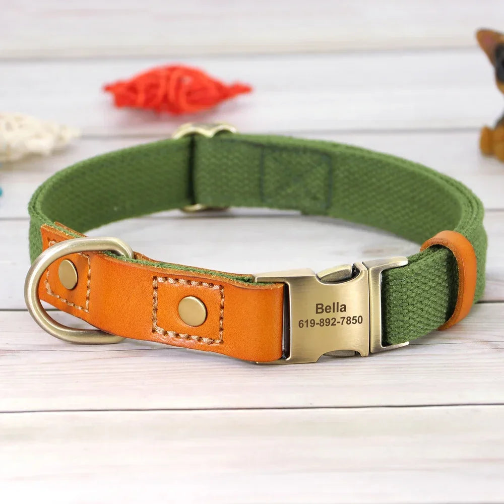 PET ARTIST Nylon Dog Collar Leash Set With Personalization