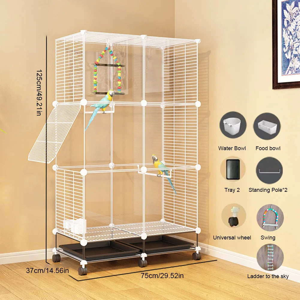APWIKOGER Bird Cage Rolling Stand For Parrots Cockatiels Conures
