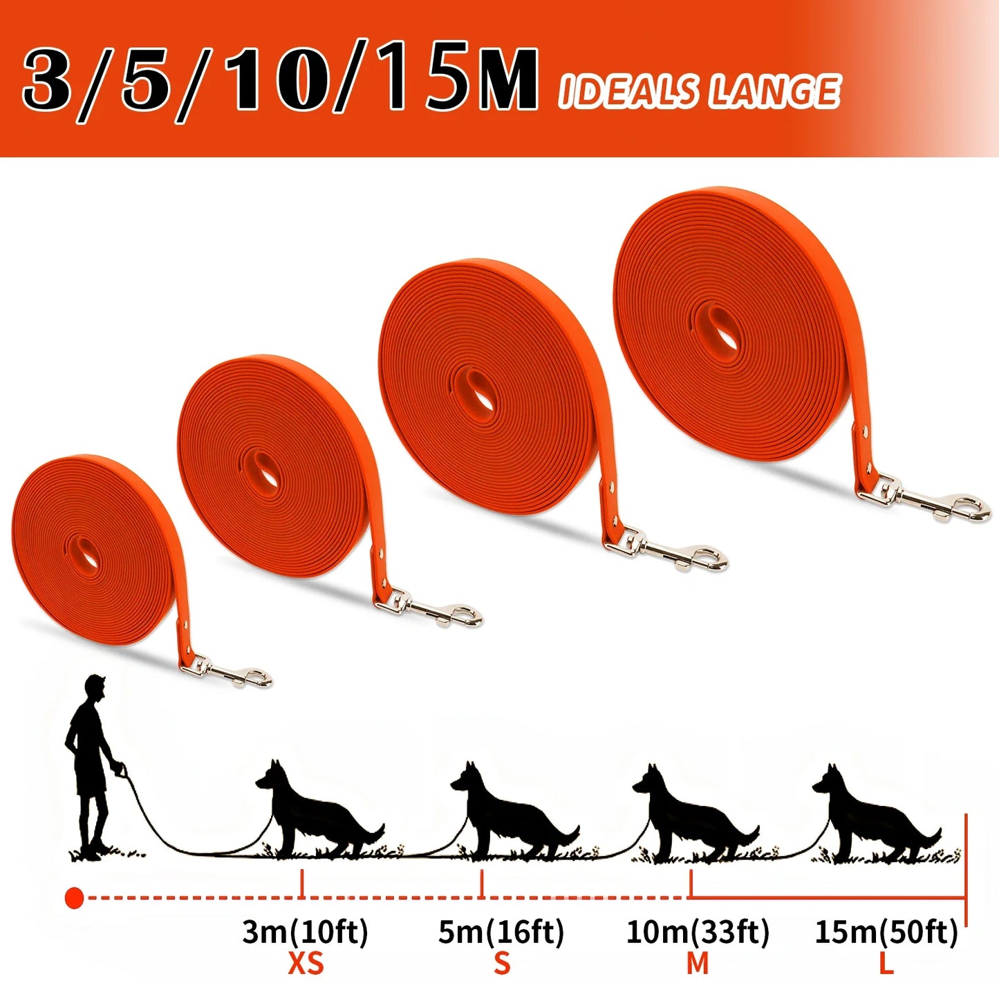 Dog Leash Waterproof PVC Durable Easy Clean Walking Lead