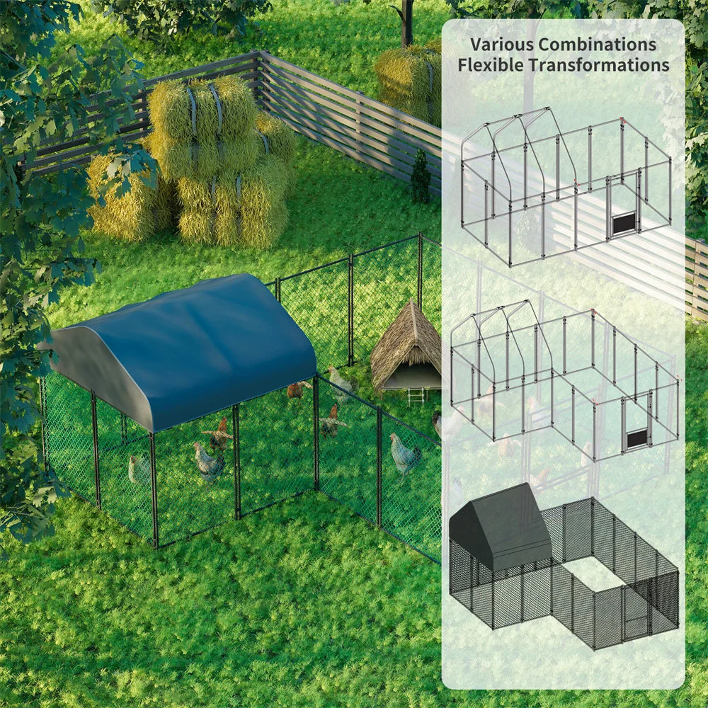BORWART Walk-In Chicken Coop Outdoor Metal Kennel Pen