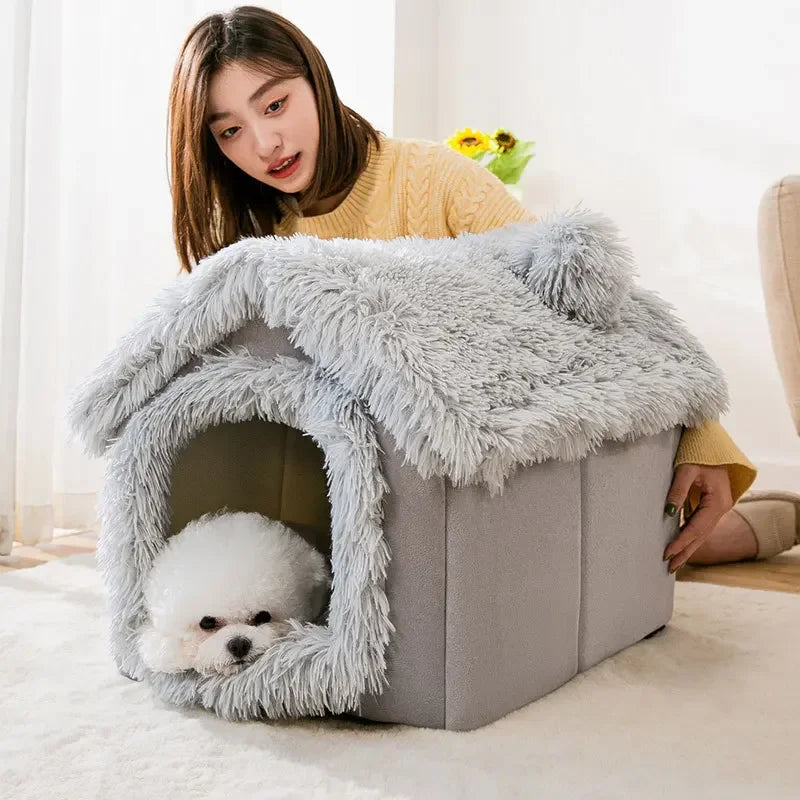 Dog Bed Fleece Indoor Puppy House Cushion Mat Cozy Warm