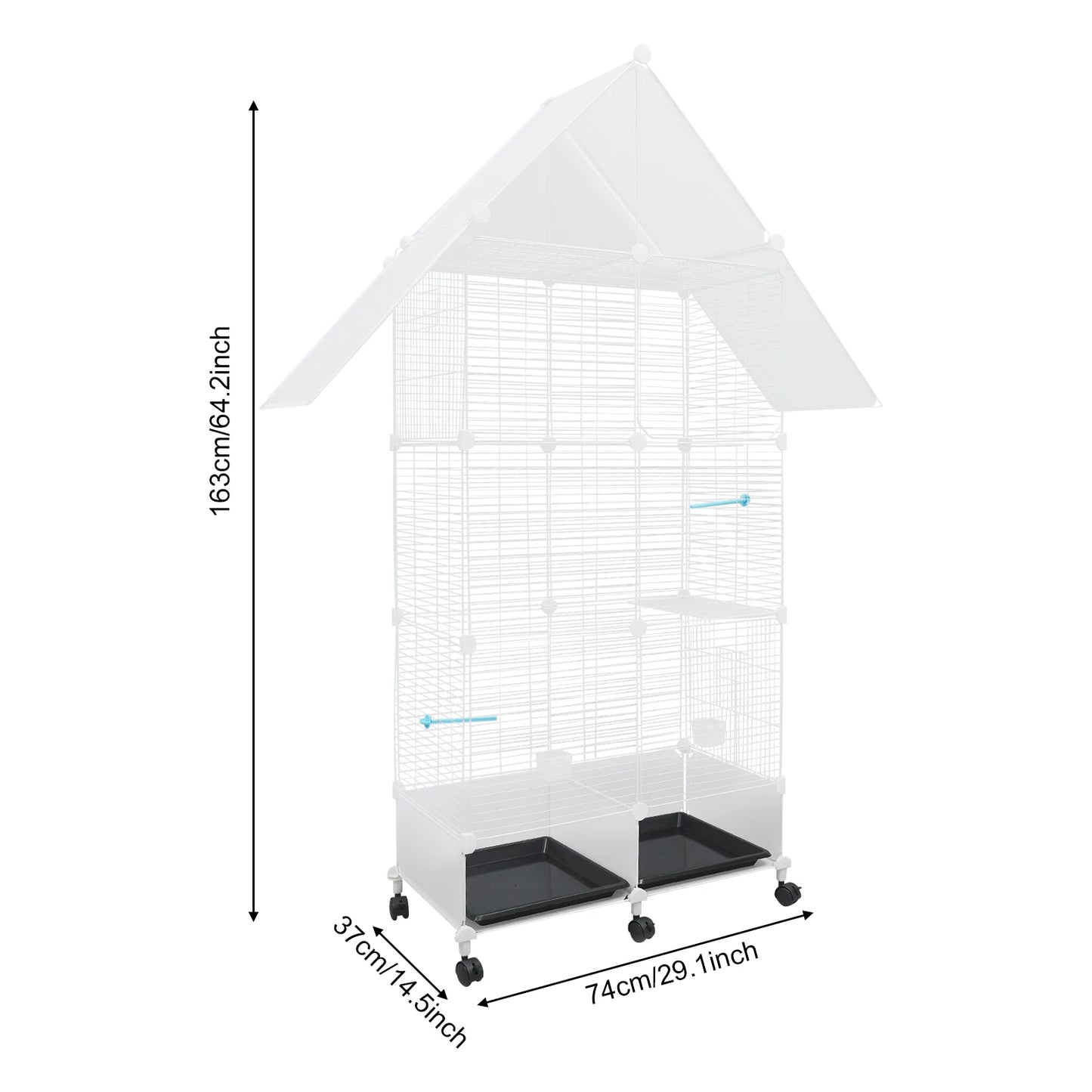 Sichuan Bird Cage With 6 Universal Wheels And Storage Top