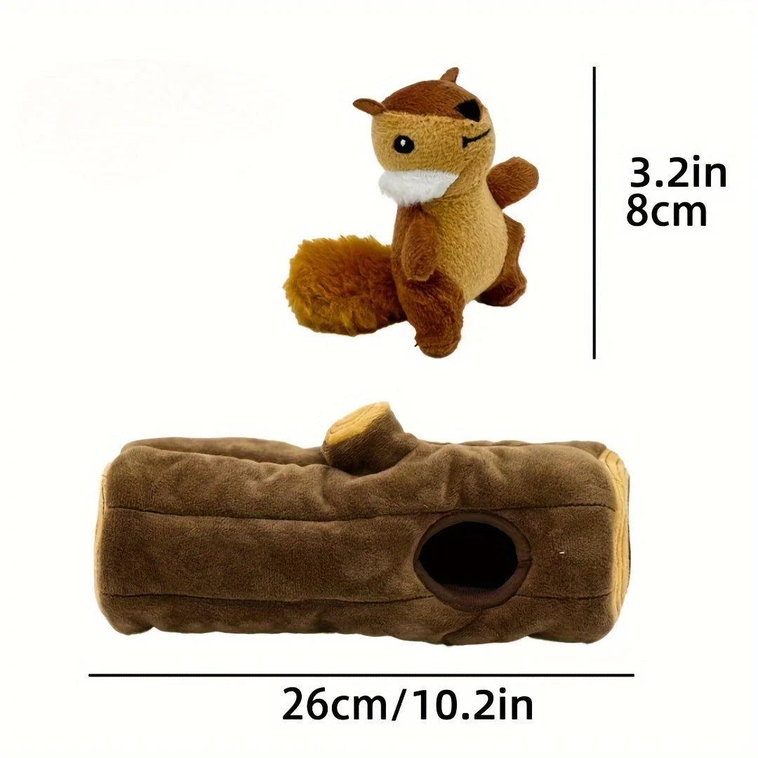 Dog Toy Plush Squirrel Hide-and-Seek Puzzle Durable Safe Chewing
