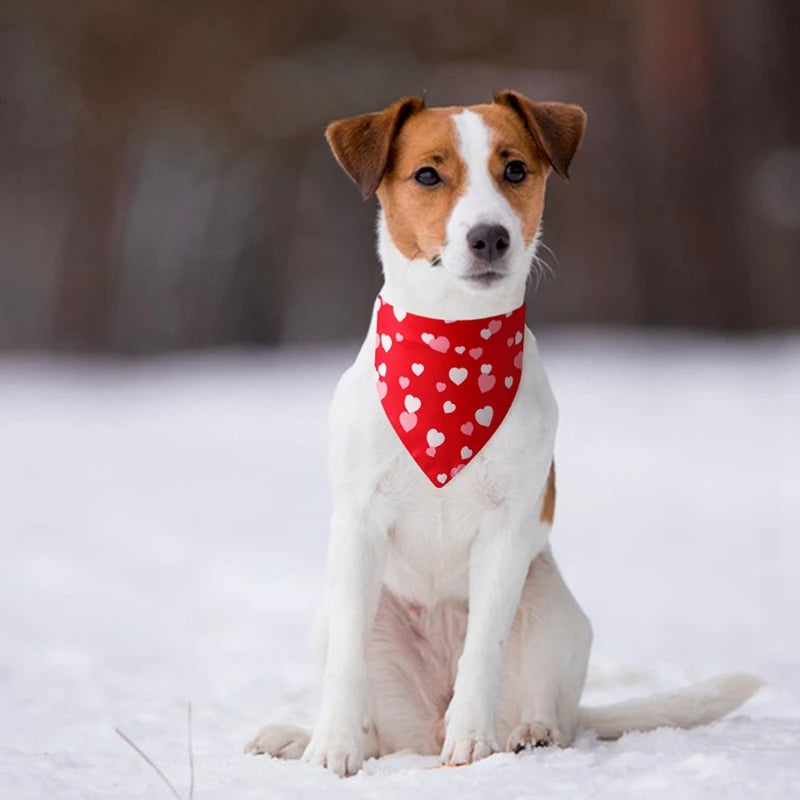 Dog Bandana Nylon Valentines Heart Print Durable Washable