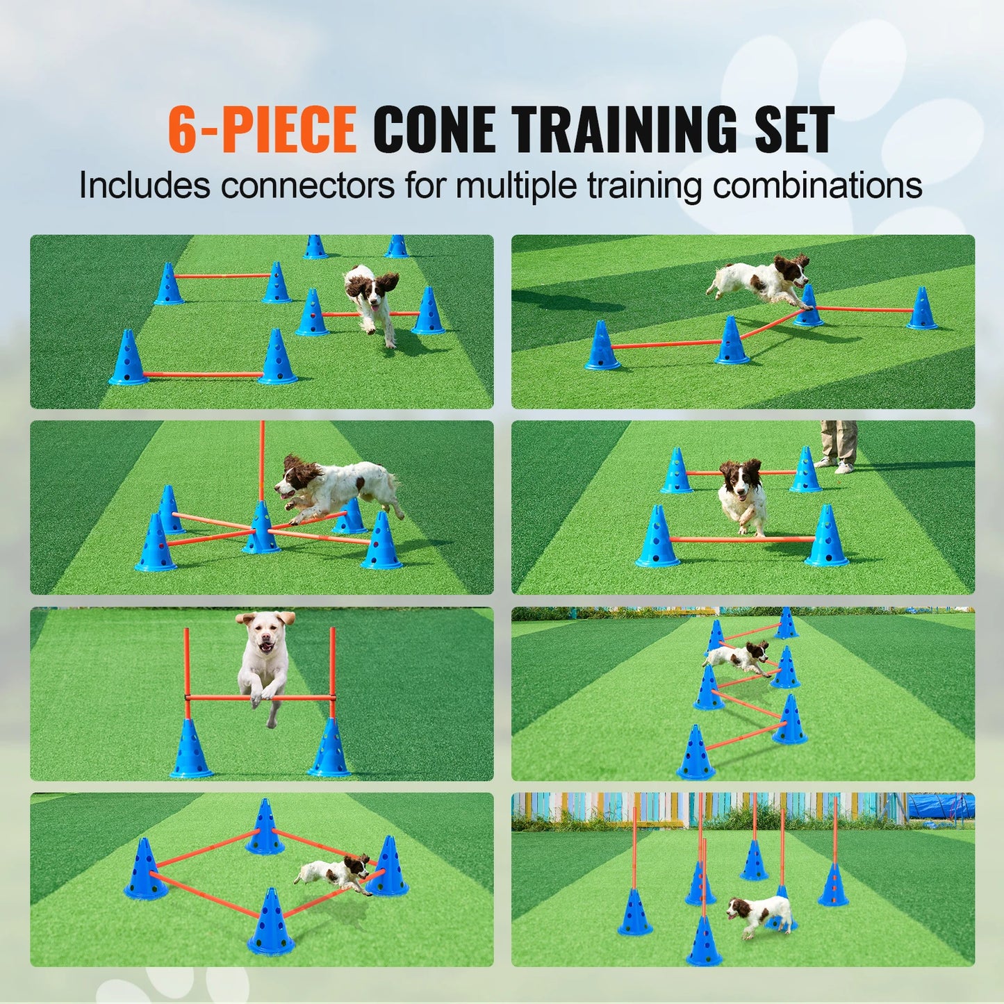 SucceBuy Dog Agility Hurdle Cone Set With Adjustable Crossbar
