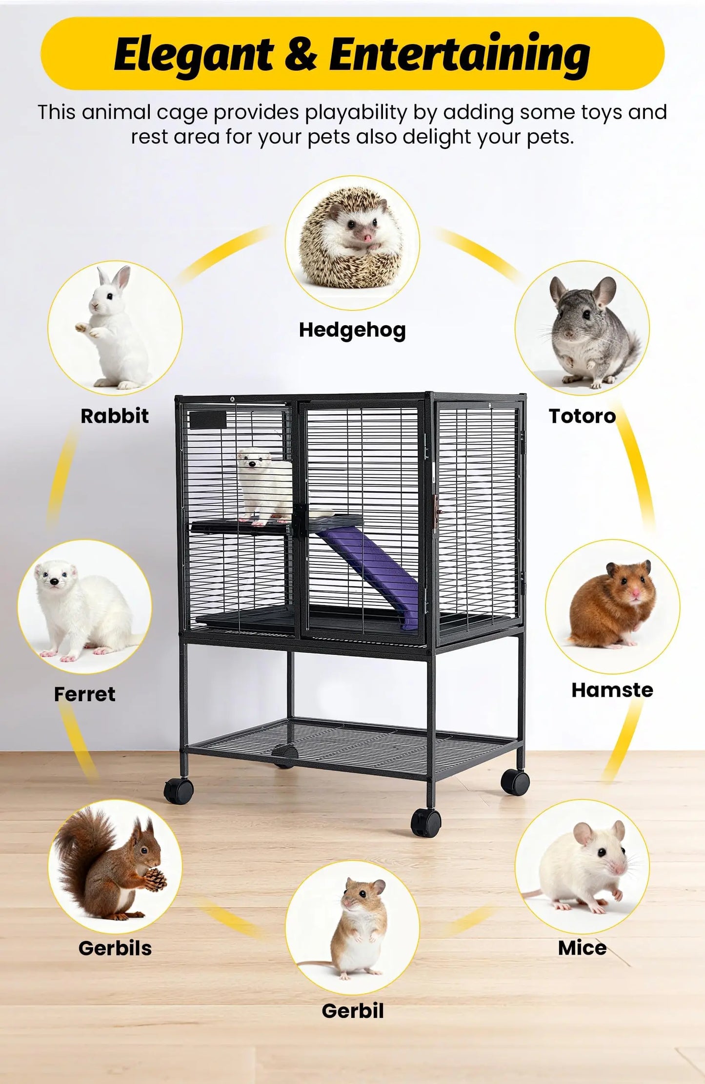 HiMISSCN Multi-Level Metal Small Animal Cage With Ramp