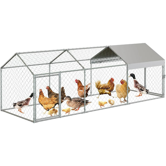 HiMISS Metal Poultry Cage With 2 Doors And Waterproof Cover