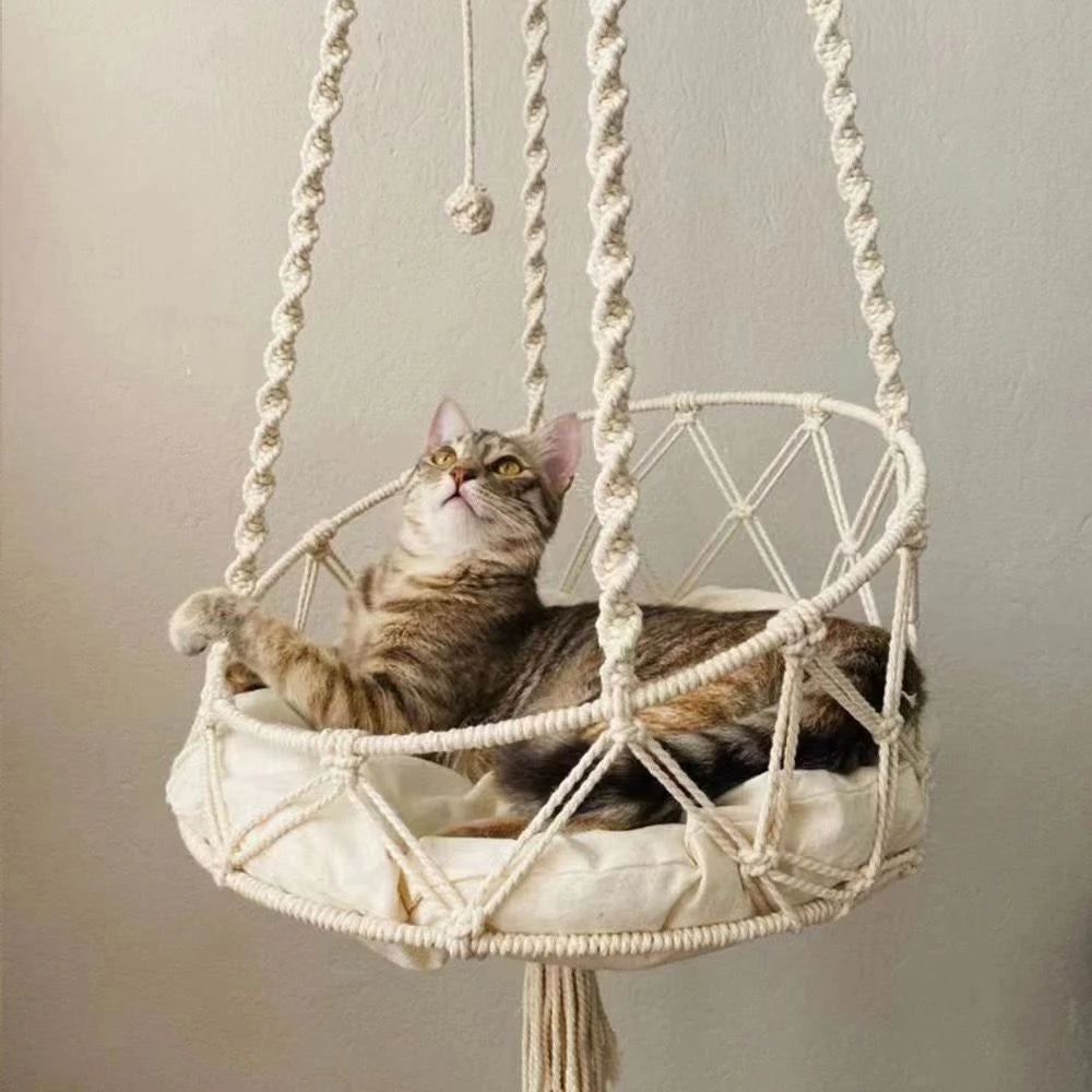 Cat Hammock Hand-Woven Cotton Bohemian Style Hanging Bed