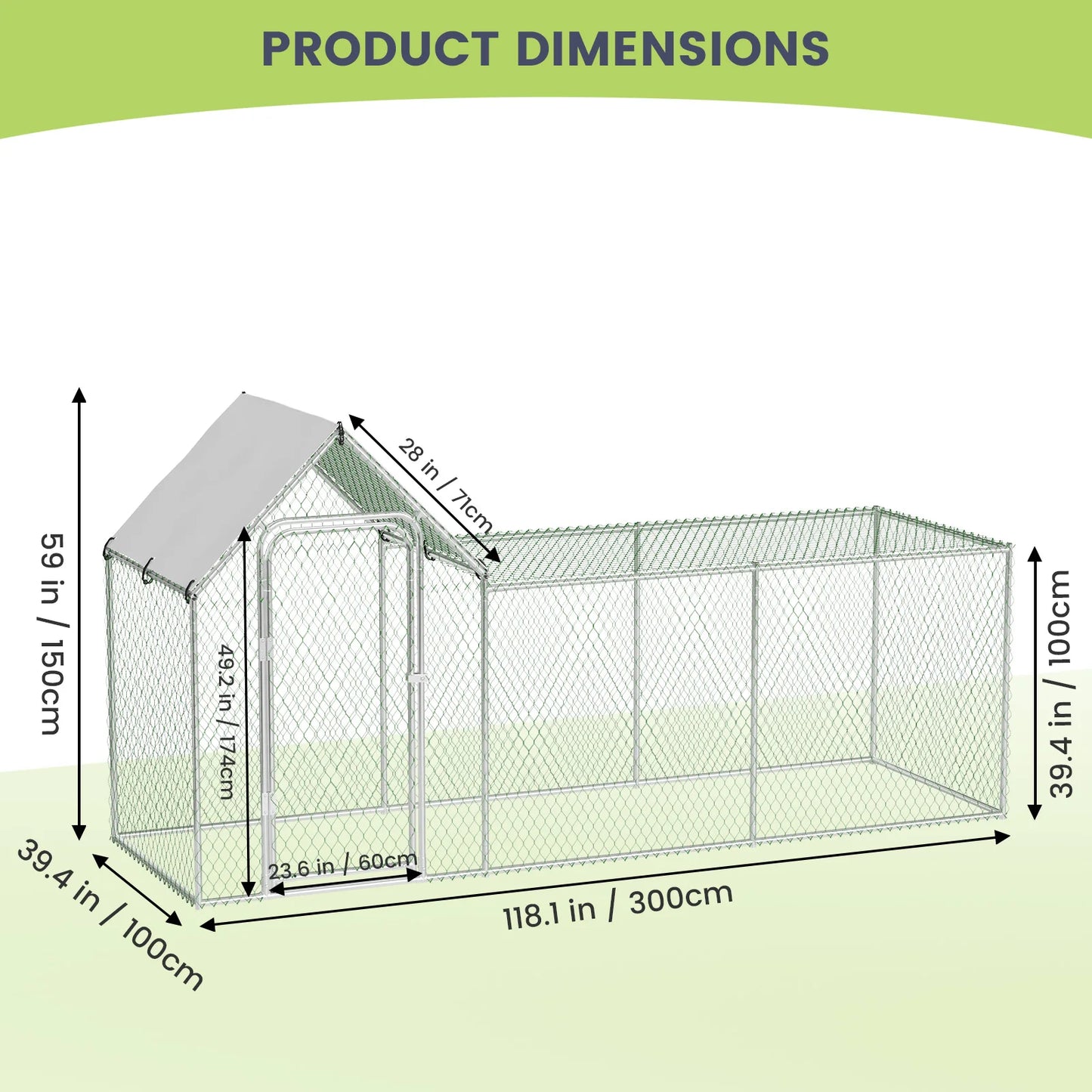 HiMISS Poultry Cage Walk-In Iron Frame With Waterproof Cover