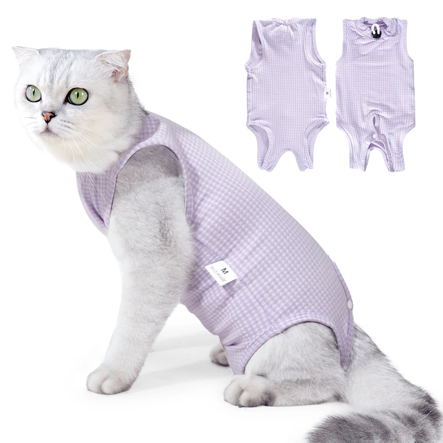 Cat Recovery Suit Plaid Fashion For Postoperative Healing