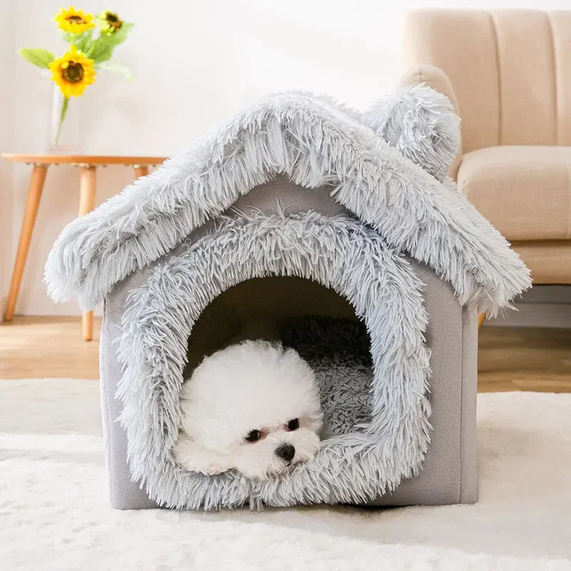 Dog Bed Fleece Indoor Puppy House Cushion Mat Cozy Warm