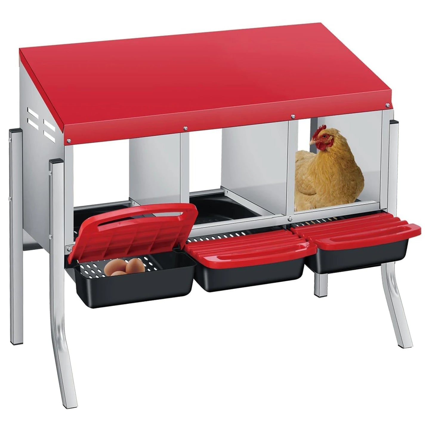 TWISTER.CK Metal Chicken Nesting Box With Auto Egg Roll-Out