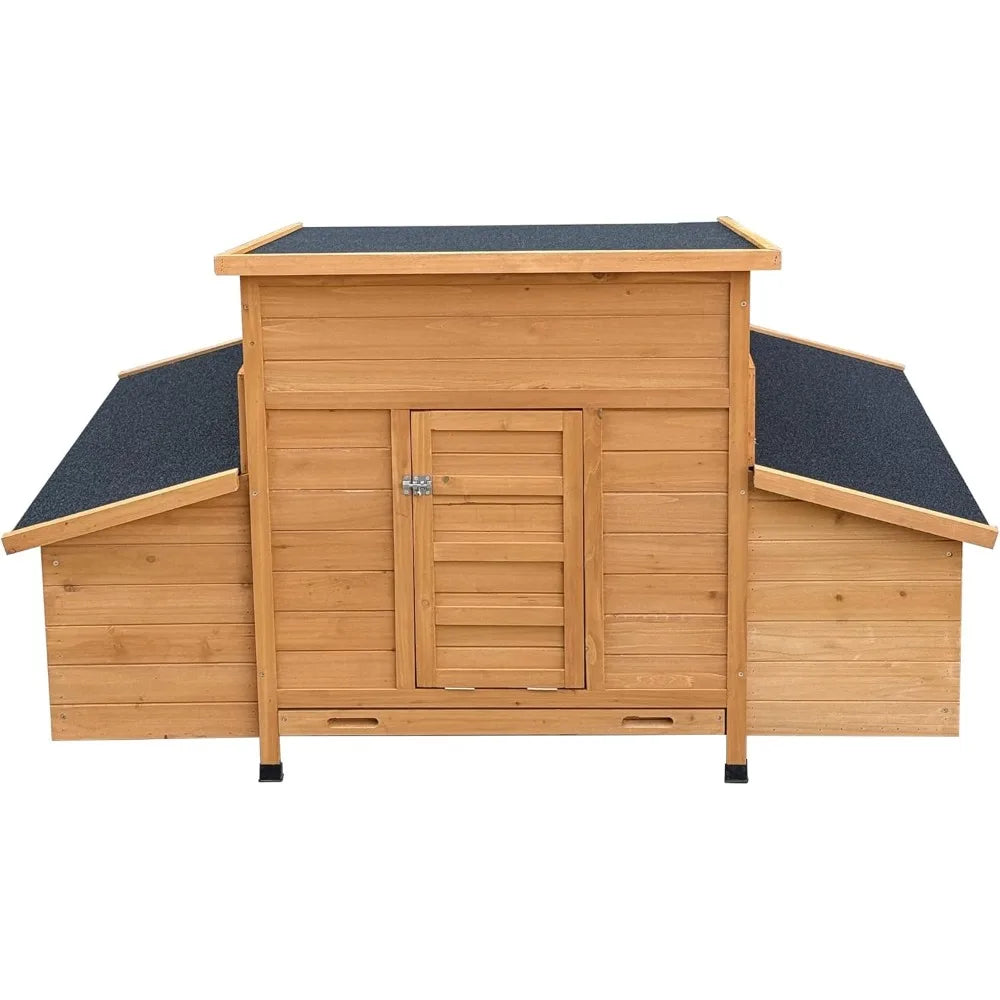 Chicken Coop, 55" Large Wooden Chicken Hutch with 6 Nesting Boxes, Outdoor Hen House Chicken Cage