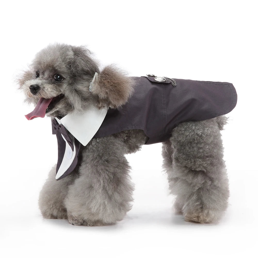 NONECN Dog Wedding Tuxedo Costume Striped Polyester Pet Suit
