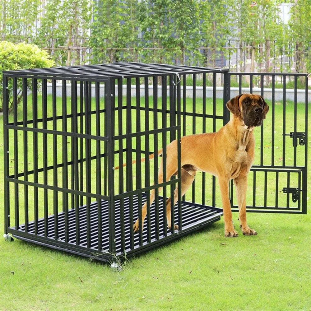 BORWARTH Dog Crate Chew-Resistant With Locking Wheels
