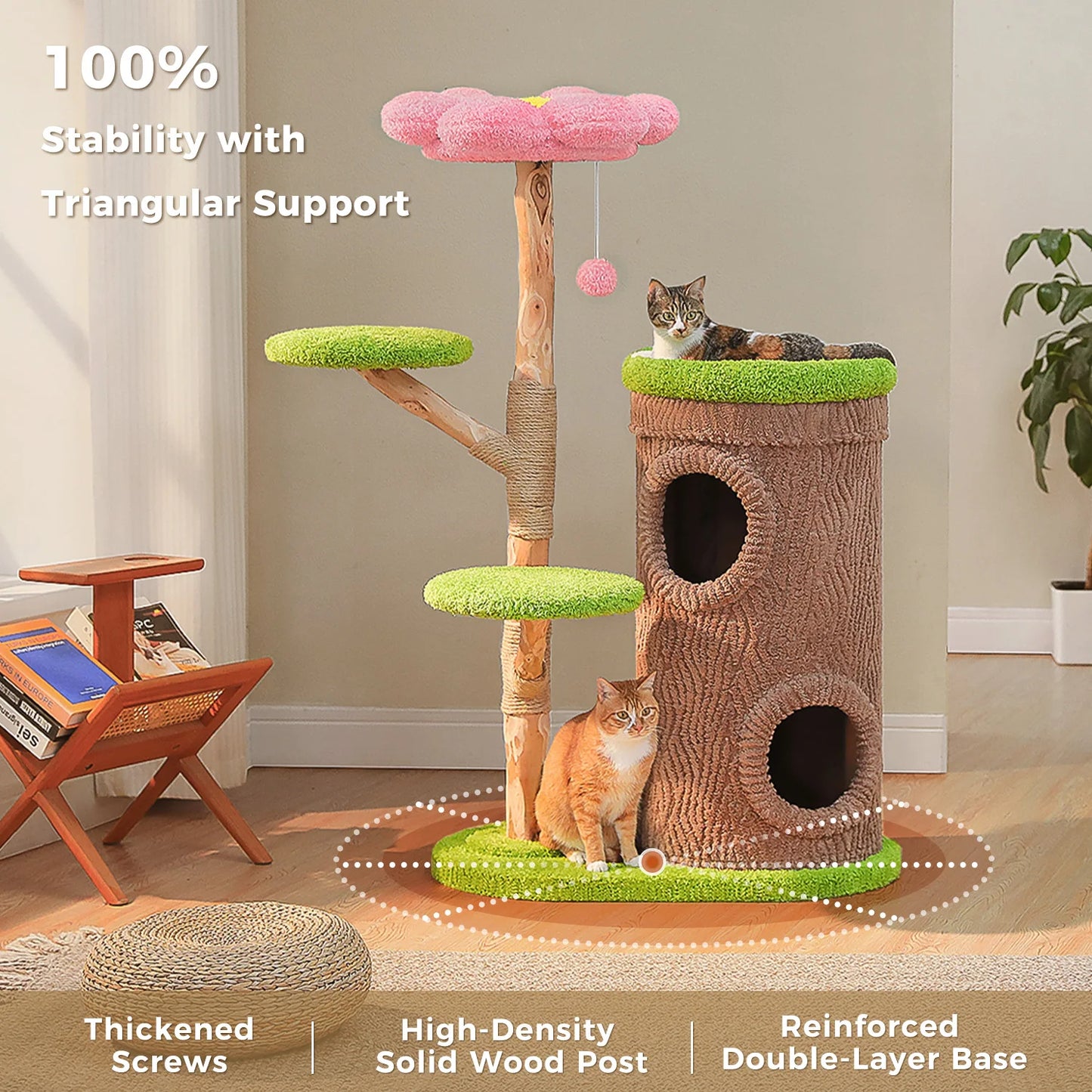 PAWZ Road Wood Cat Tree Four-Tier Indoor Pet Furniture