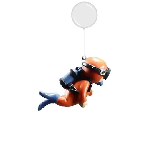 Fish Tank Diver Ornament Floating PVC Decor With Ball Line