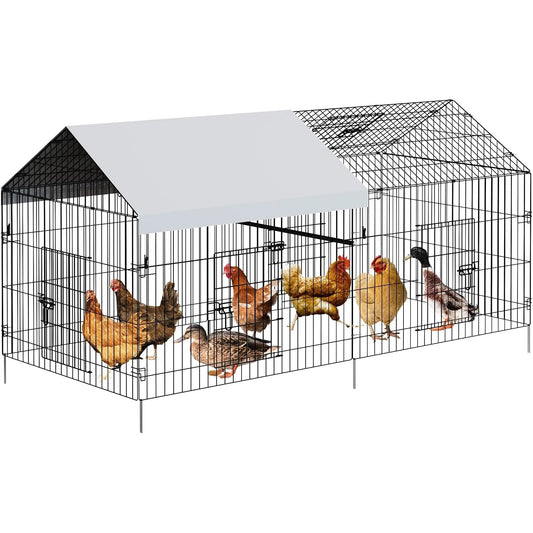 HiMISS Heavy Duty Walk-In Iron Chicken Coop Run Waterproof Cover