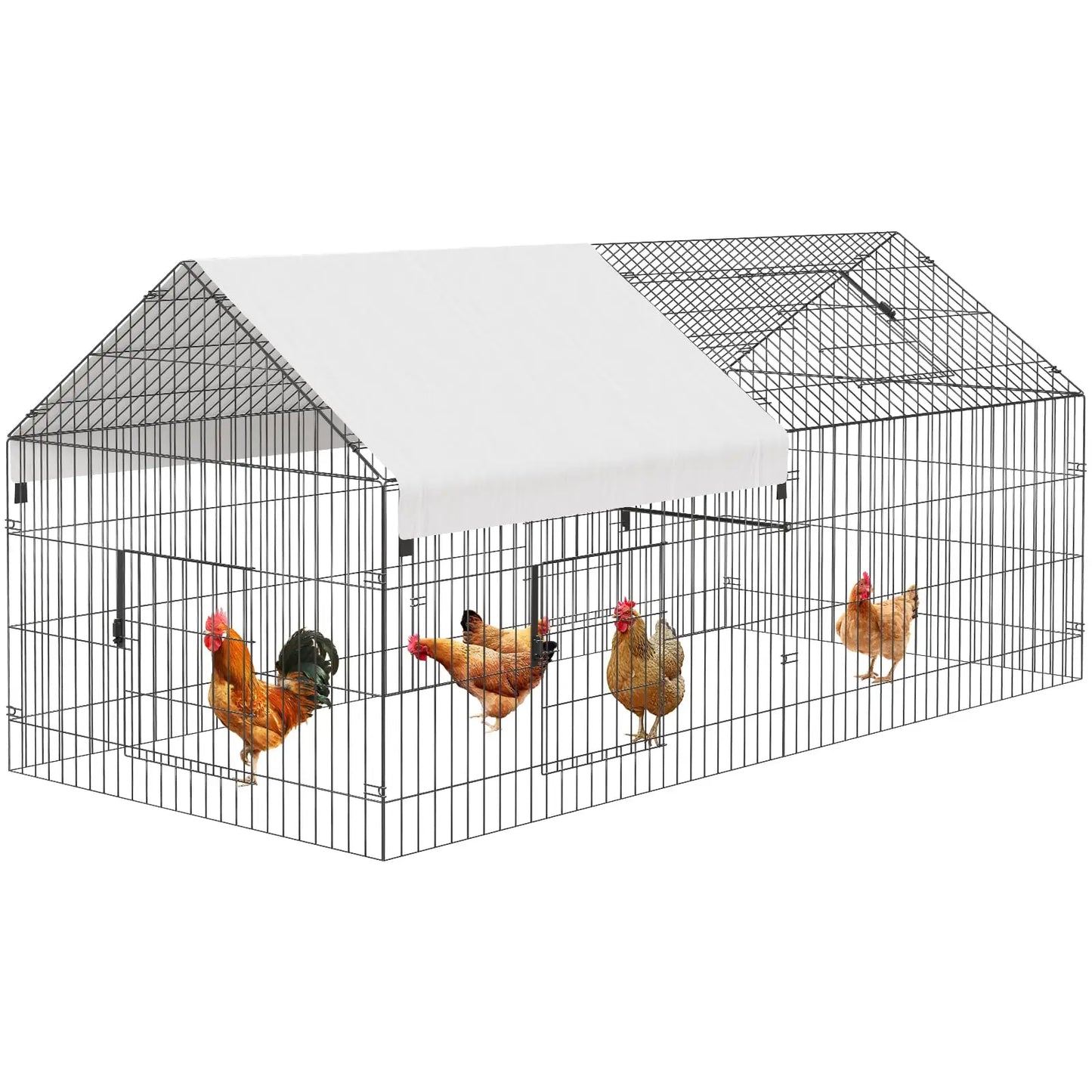 HiMISS Walk-In Chicken Coop Iron Kennel Hutch Outdoor