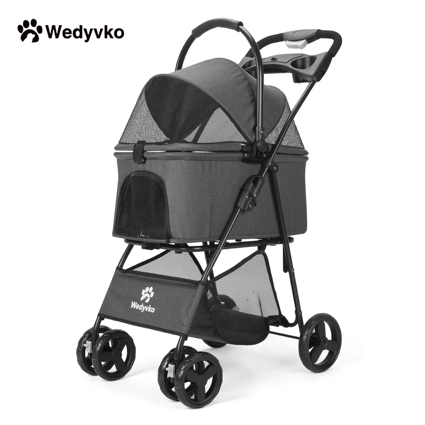 Wedyvko Pet Stroller Luxury Premium Detachable Cup Holder