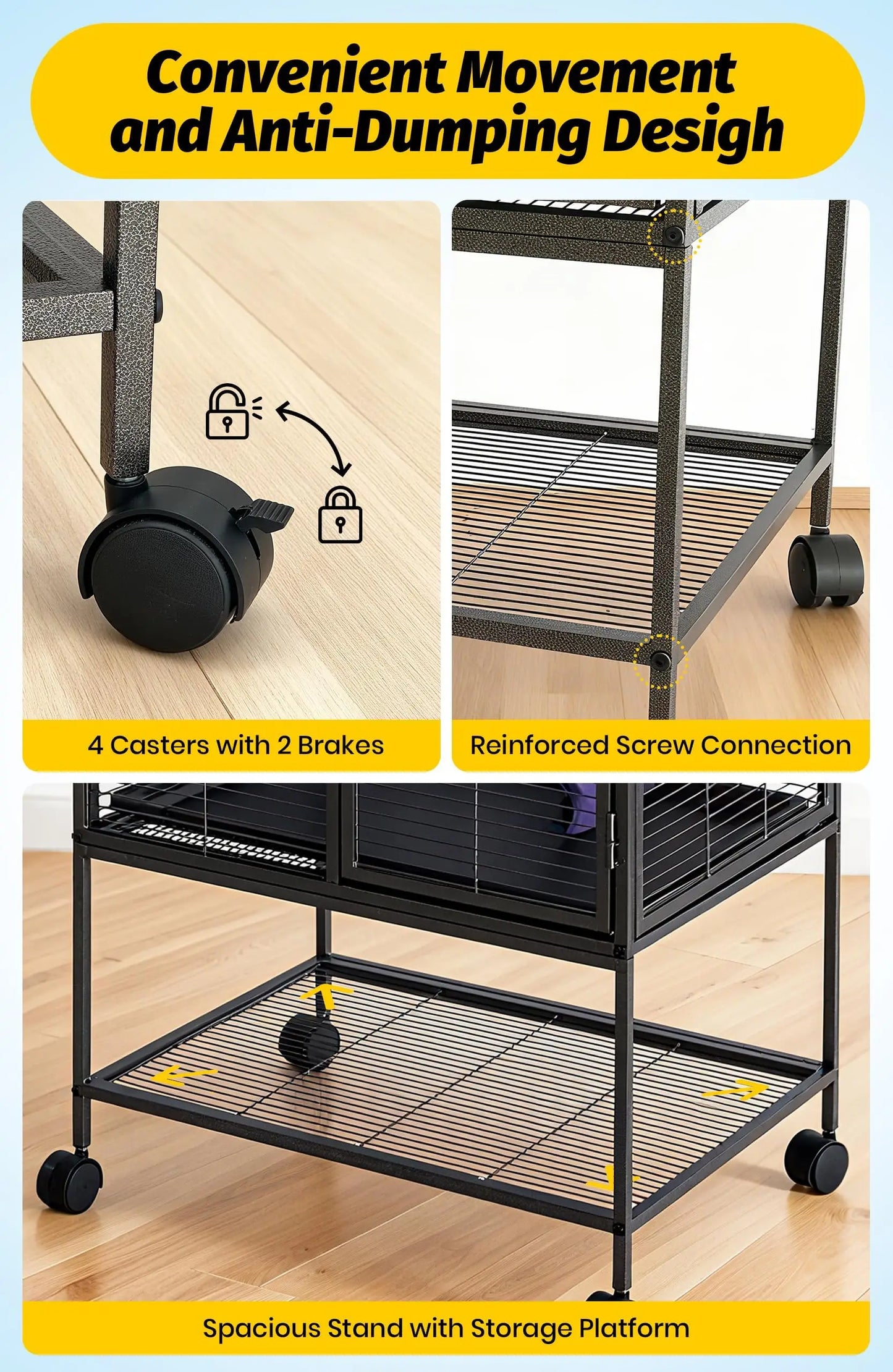 HiMISSCN Multi-Level Metal Small Animal Cage With Ramp