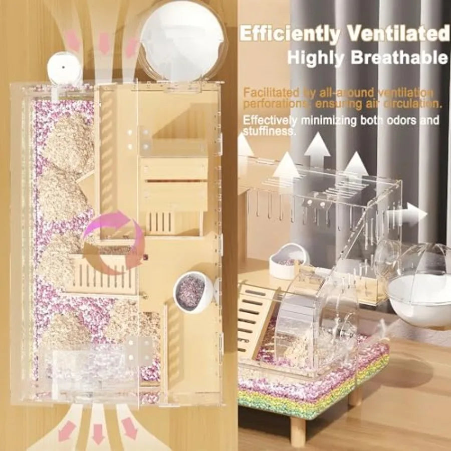 Hamster Cage With Transparent Viewing Top For Easy Observation
