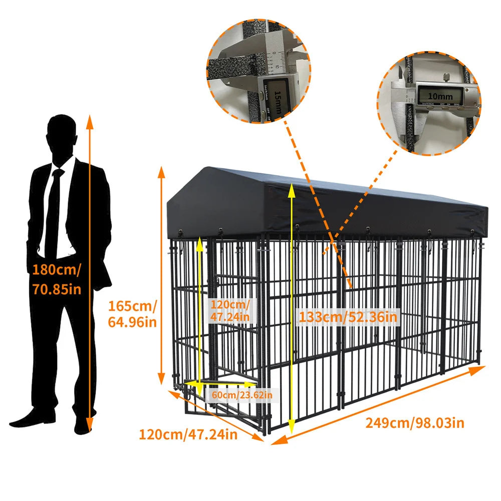 BORWAR Heavy Duty Large Dog Kennel With Roof Cover
