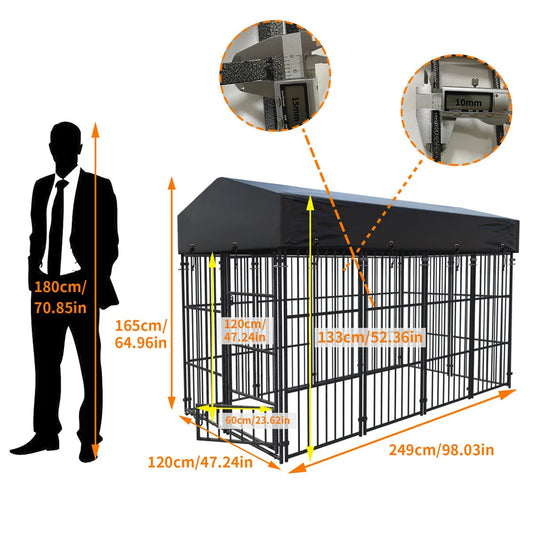BORWAR Heavy Duty Large Dog Kennel With Roof Cover