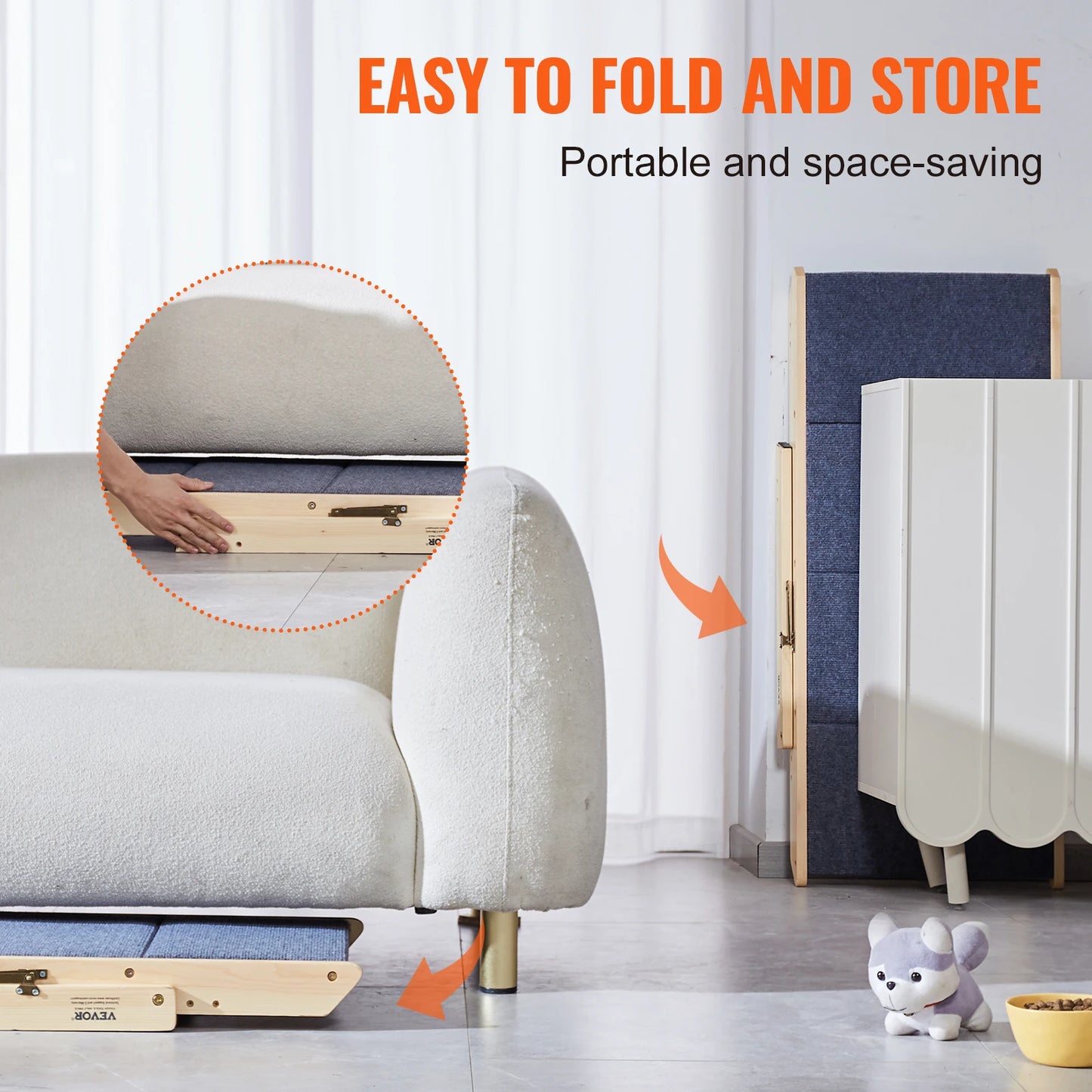 Dog Door Foldable Wood Pet Steps Ramp TwoInOne Durable