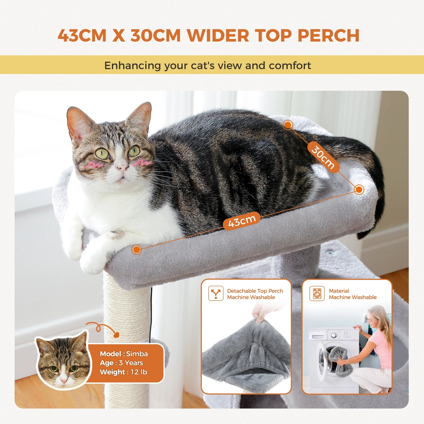 PEQULTICN Cat Tree Detachable Top Perch For Indoor Cats