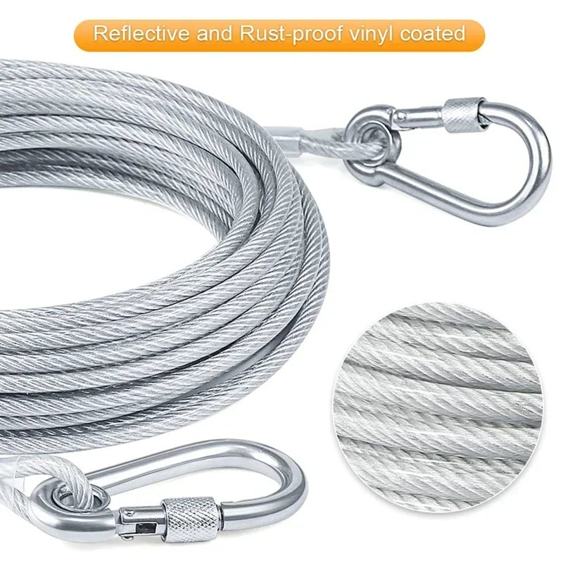 Dog Tie Out Cable Leash Double-Headed Stainless Steel