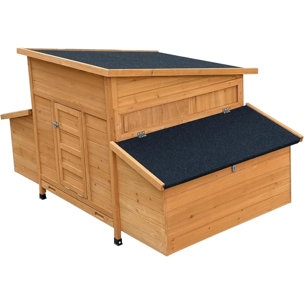 Chicken Coop, 55" Large Wooden Chicken Hutch with 6 Nesting Boxes, Outdoor Hen House Chicken Cage