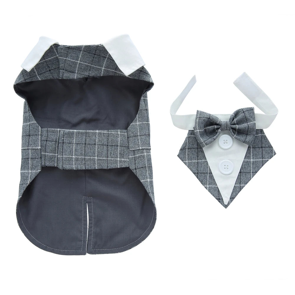Dog Wedding Tuxedo Costume Polyester Striped Elegant Pet Attire