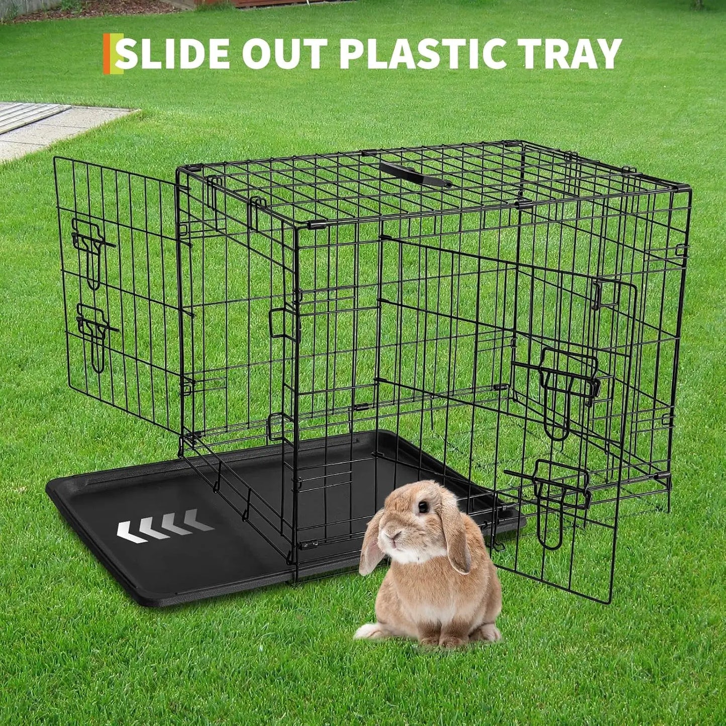 HiMISSCN Rabbit Cage Portable Foldable With Slide Out Tray