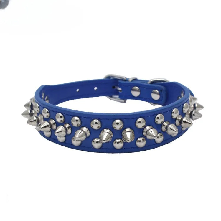 Dog Collar Leather Adjustable Rivet Spiked Punk Style
