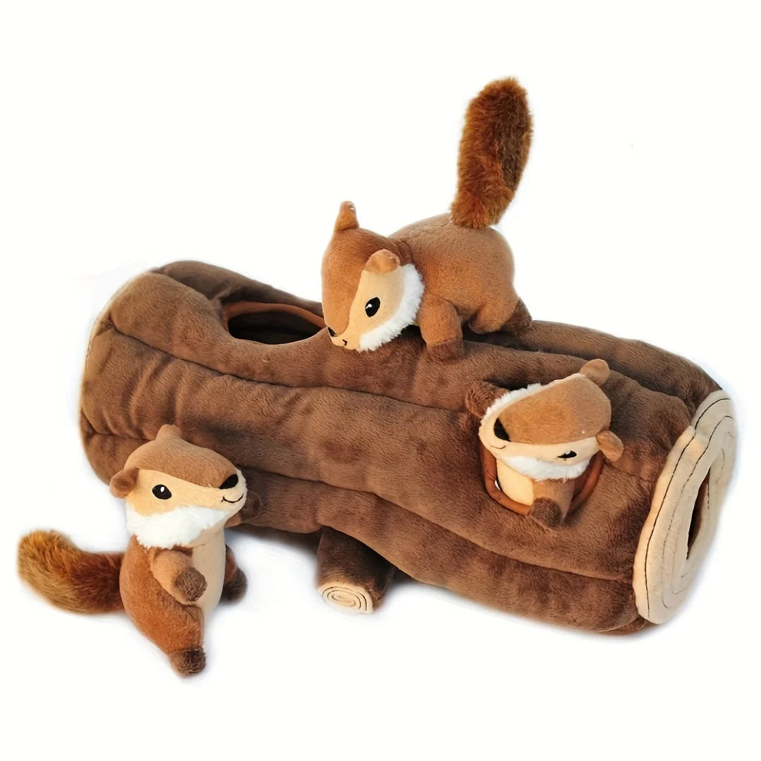 Dog Toy Plush Squirrel Hide-and-Seek Puzzle Durable Safe Chewing