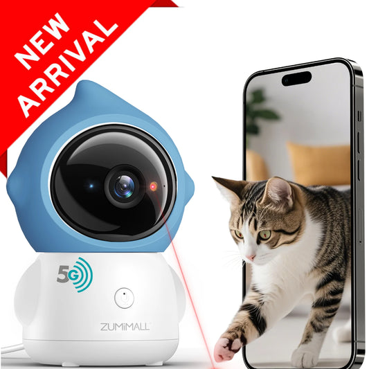 ZUMIMALL  5G/2.4G WiFi  Pet Camera with Laser light for Baby/Cats / Dogs (Plug in)360° Full-Room View, 2-Way Audio