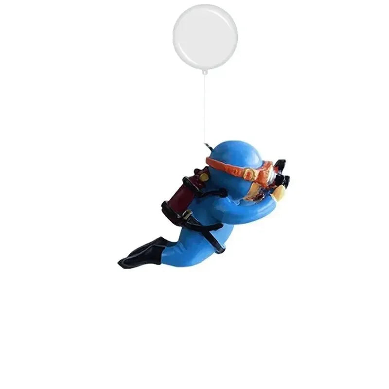 Fish Tank Diver Ornament Floating PVC Decor With Ball Line