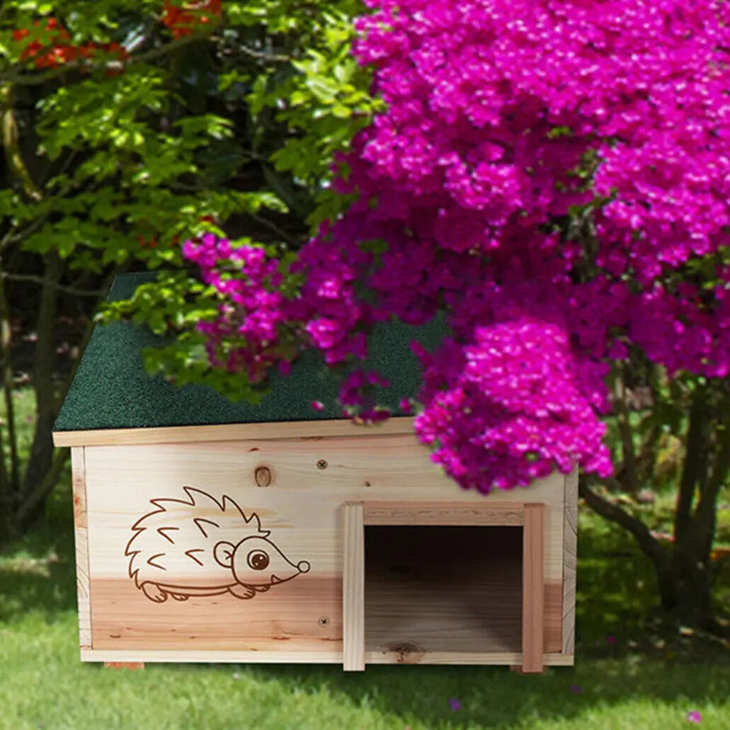 Wooden Hedgehog House Weatherproof Outdoor Shelter