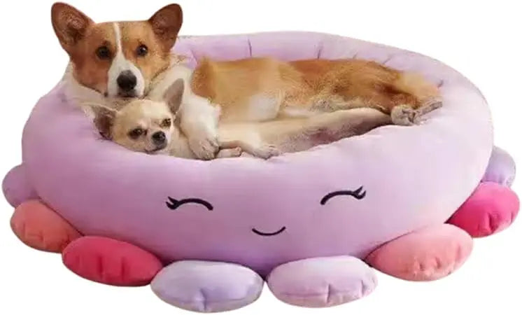 Dog Bed Octopus-Shaped Cotton Boho Style Round Pet Bed